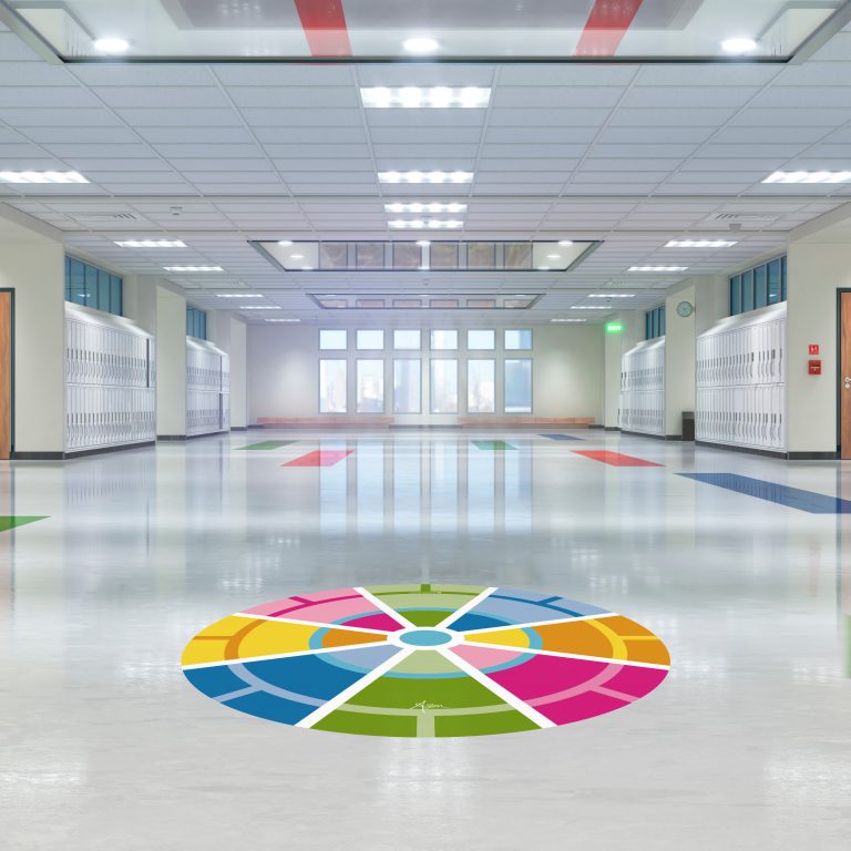 School corridor with lockers. 3d illustation