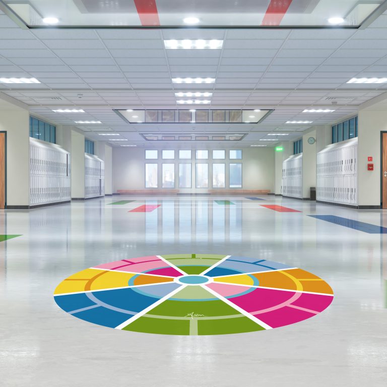 School corridor with lockers. 3d illustation