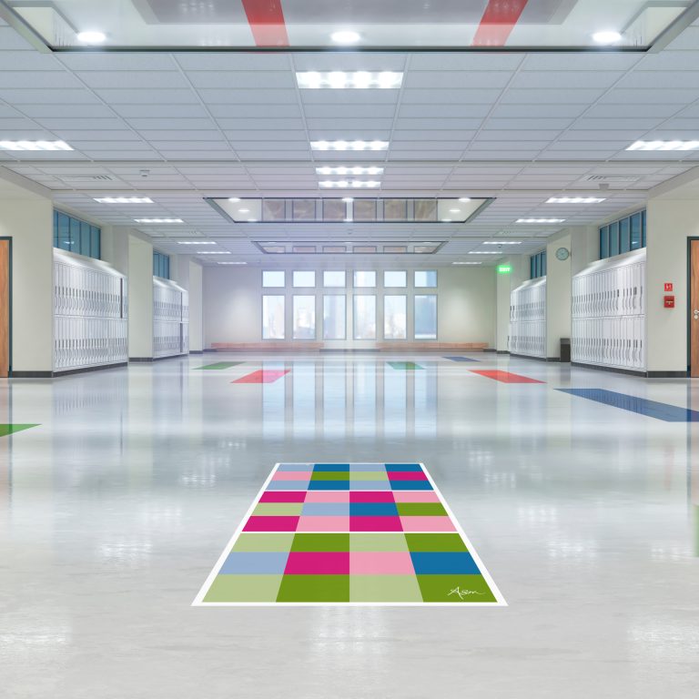 School corridor with lockers. 3d illustation