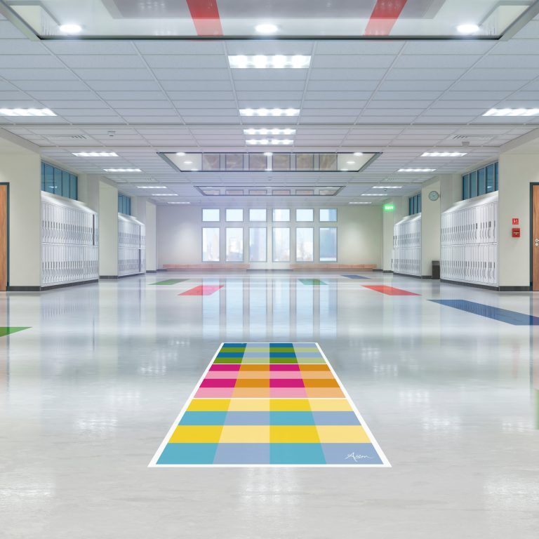 School corridor with lockers. 3d illustation
