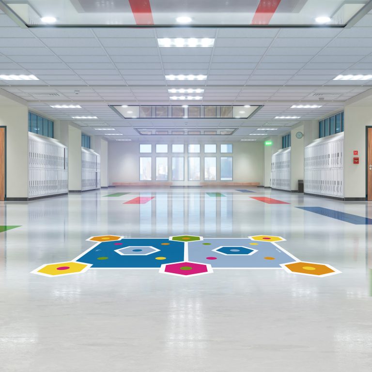 School corridor with lockers. 3d illustation