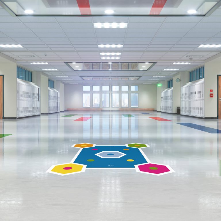 School corridor with lockers. 3d illustation