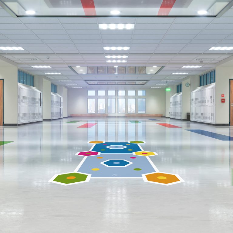 School corridor with lockers. 3d illustation