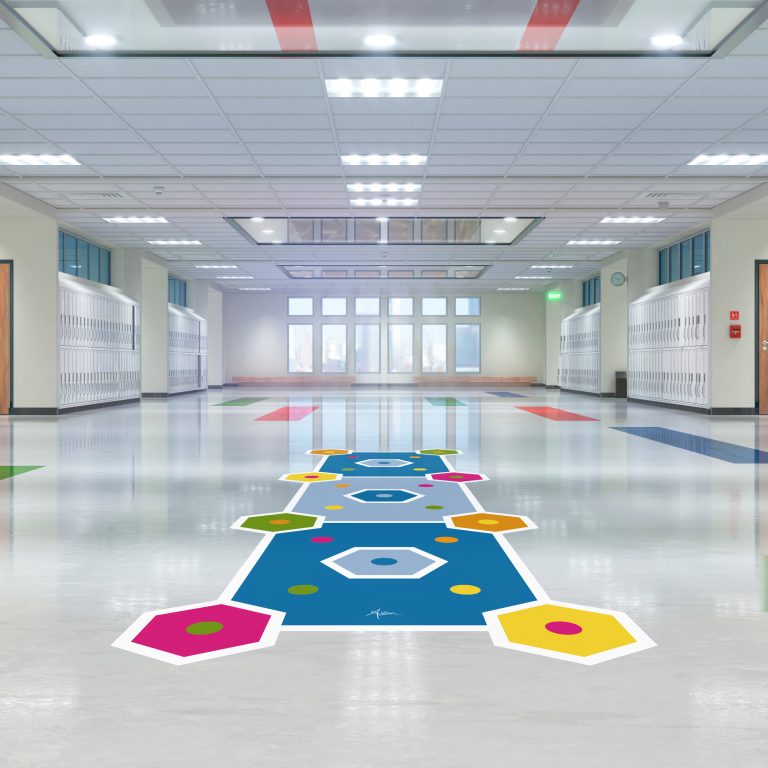 School corridor with lockers. 3d illustation