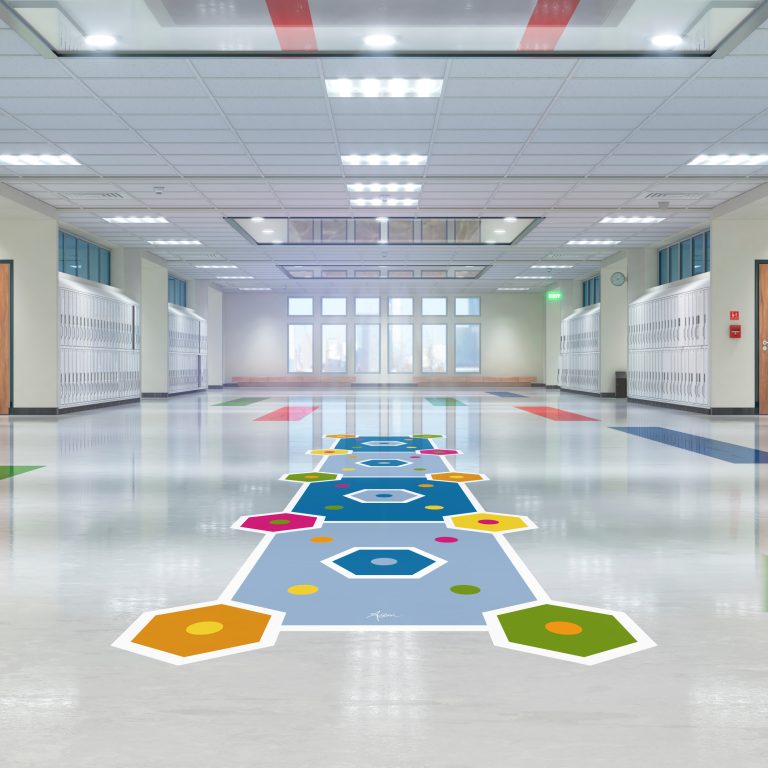 School corridor with lockers. 3d illustation